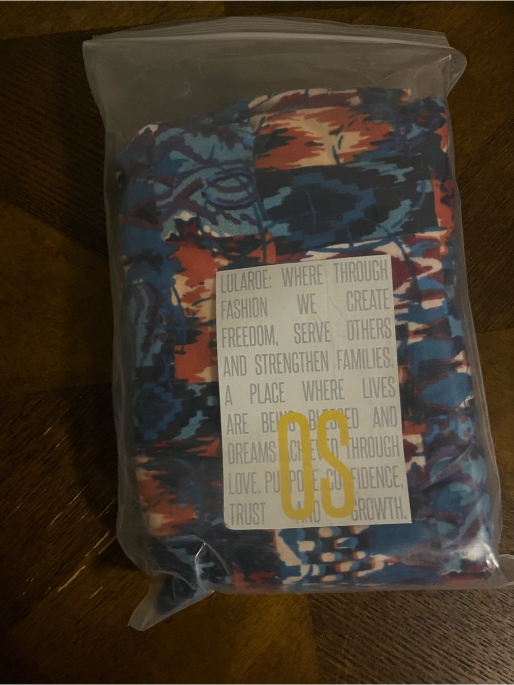 LuLaRoe Adult One Size One-Piece in blue with Multicolor print